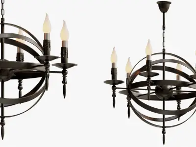 Chandelier Black Sphere Loft Deco 3D model