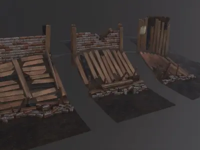 Barricades Game Assets Low-poly 3D model