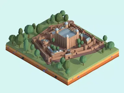 Cartoon Low Poly Tower Of London Low-poly 3D model
