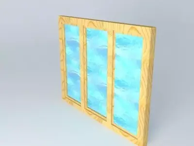 fenettre wooden window with glass Free 3D model