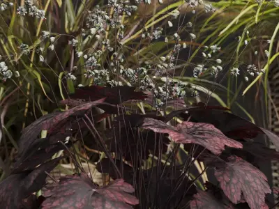 Decorative Grasses in Wicker Baskets 3D model