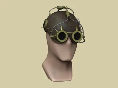 Steampunk Leather Helmet - Sci-Fi Character Design Low-poly 3D model