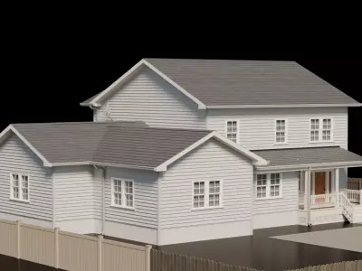 American Cottage House 4 Low-poly 3D model