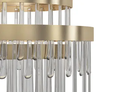 Babel modern chandelier in brass and glass 3D model