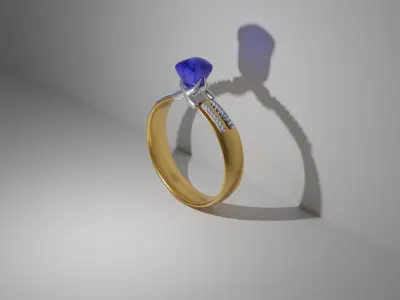 Diamond ring 3D model 5