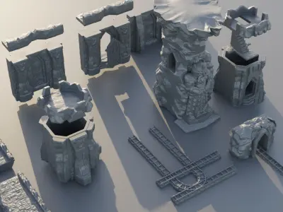 Underground Dwarf Settlement Tabletop Terrain 28 mm 3D print model