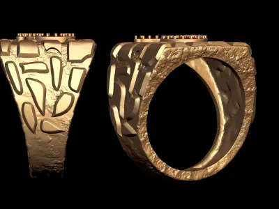 Diamond Taurus Horoscope Zodiac Nugget Ring  3D print model