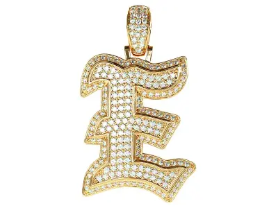 Tattoo fonts E alphabet pendent 3D print model
