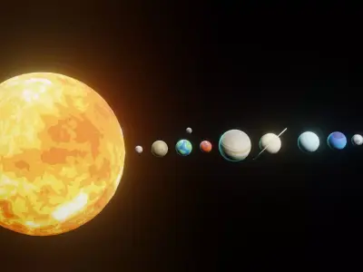 Stylized Solar System 2k 4k 8k Textures 25 Sci-Fi Music Tracks Low-poly 3D model