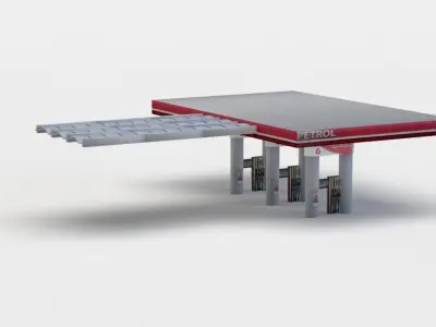 Gas station Low-poly 3D model