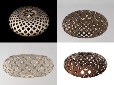 Kina four wooden pendant lights 3D model