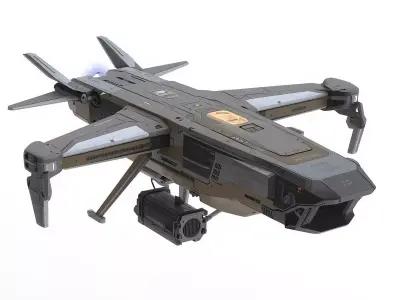 Heavy Lift Industrial Drone 3D Model SciFi Cargo Unit Low-poly 3D model