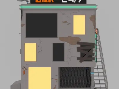 Cyberpunk city Low-poly 3D model