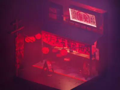 Japanese Street Tokyo Scene Architecture City Town Exterior  Low-poly 3D model