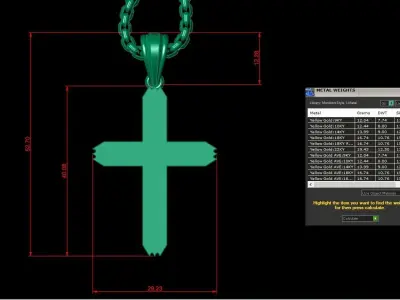 High Cross Pendant Light Gold 18K 3CP056 3D model