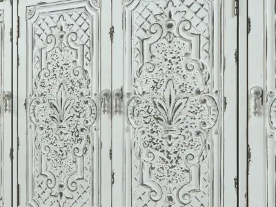 Vintage Four Door Buffet White 3D model