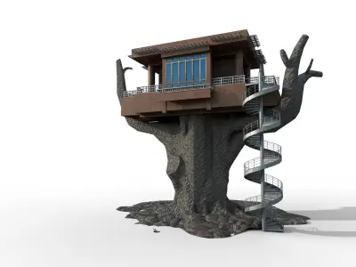 Naha Treehouse  3D Model Low-poly 3D model
