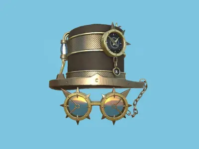 Steampunk Hat 01 Bronze Cooper - SciFi Character Design Low-poly 3D model