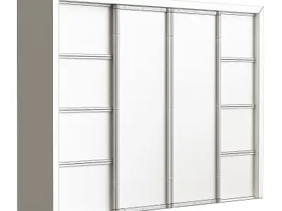 Wardrobe 3d model sliding with mirror doors 3D model