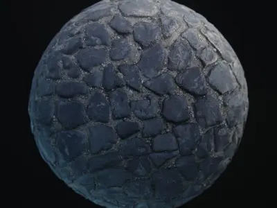 Black cobblestone seamless PBR texture Texture