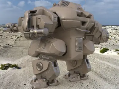 Mecha Robo Cop Clay Vray AI Low-poly 3D model