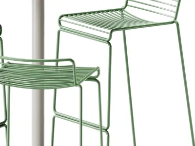Soft Cafe Table by Muuto and Hee Bar Stool by Hay 3D model