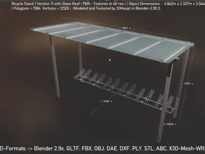 Bicycle Stand 1 Version 11 Glass Roof Low-poly 3D model