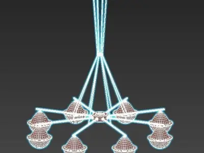 chartres chandelier with nine lights in brass and glass 3D model