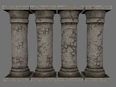 pillar set 2 pillars and columns in style of ancient roman ar... Low-poly 3D model
