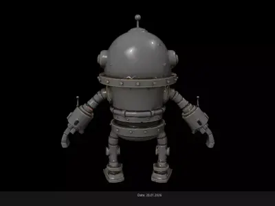 Low Poly Stylized Multi-Eyed Robot - PBR Low-poly 3D model