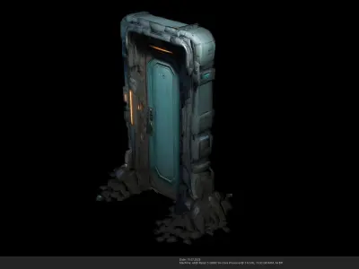 Stylized Sci-Fi Door 3D Model - AI Low-poly 3D model