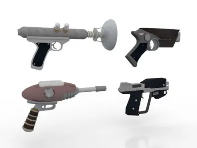 Space Pistols Low-poly 3D model