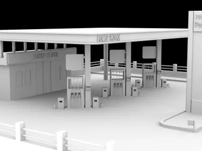 Cartoonic Petrol Station Low Poly Low-poly 3D model