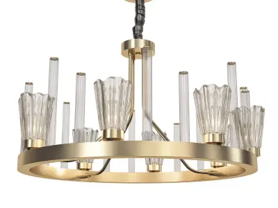 Antique Gold Brass Candle Crystal Lighting 3D model