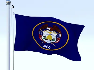 Animated Utah Flag Low-poly 3D model