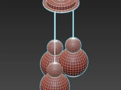 iledex-blossom-c4476-3r-gl three sphere pendant light in gold... 3D model