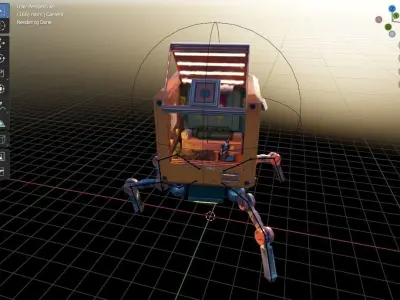 cubey orange robot with light 3D model