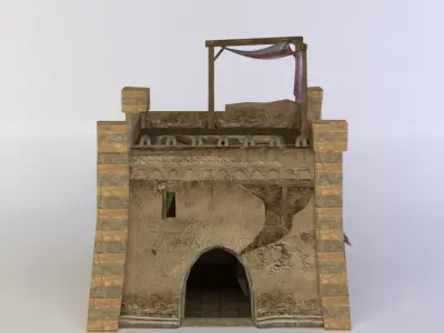 Building toy castle with roof Low-poly 3D model