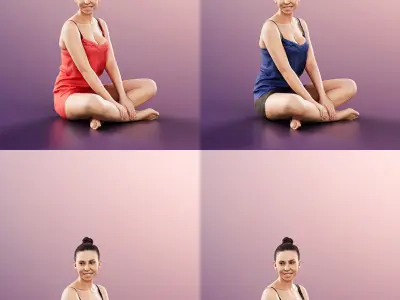 Estelle 11075 - 4 Texturevariations - woman sitting floor  3D model