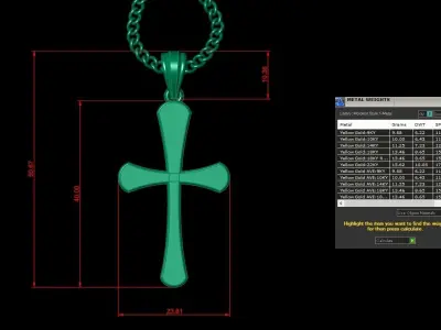 Light Gold 18K Cross Pendant 1CP011 3D print model
