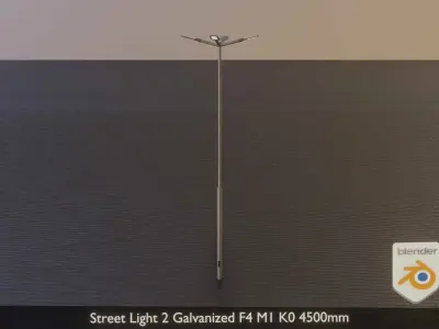 Street Light 2 Galvanized F4 M1 K0 4500mm Low-poly 3D model