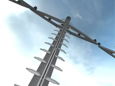 Concrete Electricity Pole with Ladder - Object 054 Low-poly 3D model