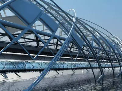 Futuristic Suspension Bridge 2 3D model