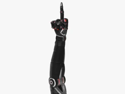 Cyborg arm shows middle finger  3D model