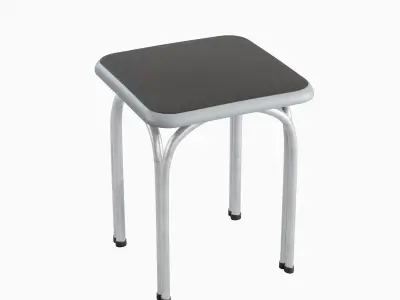 Silver Steel Stool 01 3D model