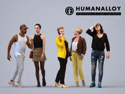 Basics0848 - A set containing 5 models of male and female 3D model