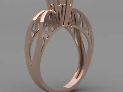 Rose Gold Women Diamond Ring 3D print model 3D print model 34