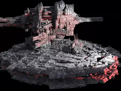 Sci-Fi City dystopia base City Ship 5 3D model