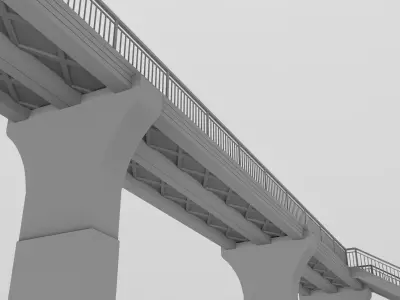Overpass bridge with stairs leading up to it 3D model