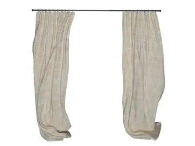 Curtain two curtains hanging 3D model